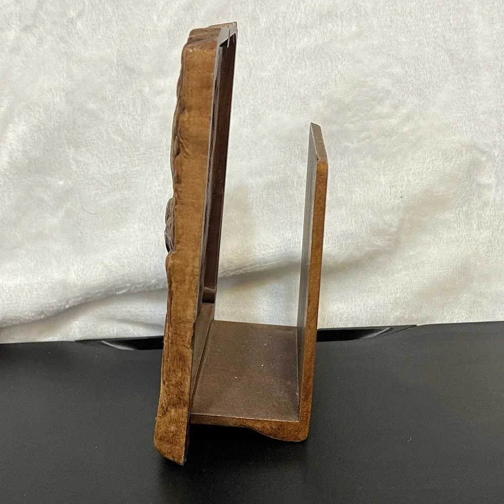 Vintage MCM Napkin Holder Mail Caddy Praying Hands FAMILY Made in USA Faux Wood